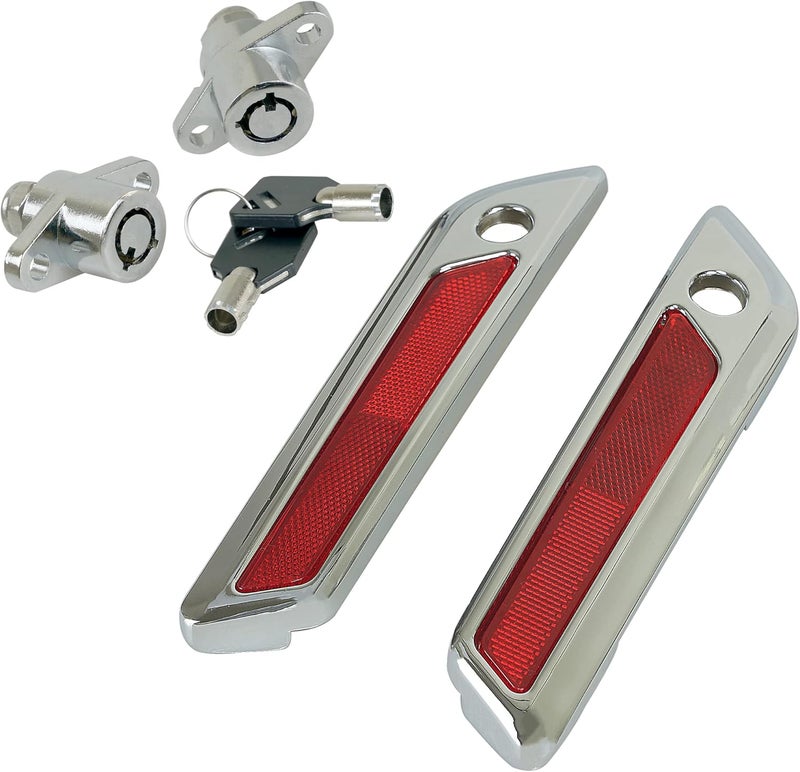 SWESGI Saddlebag Hinge Latch Covers with Hard Saddlebag Locks Fit for Harley 2014-2023 Touring Street Electra Road Glide King FLHX FLHR FLTRX FLTRX Ultra FLTRU FLHTCU FLHTKSE(Chrome+Red) - Image 1